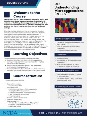 The NCDA Hub Course Outline DEI Understanding Microaggressions